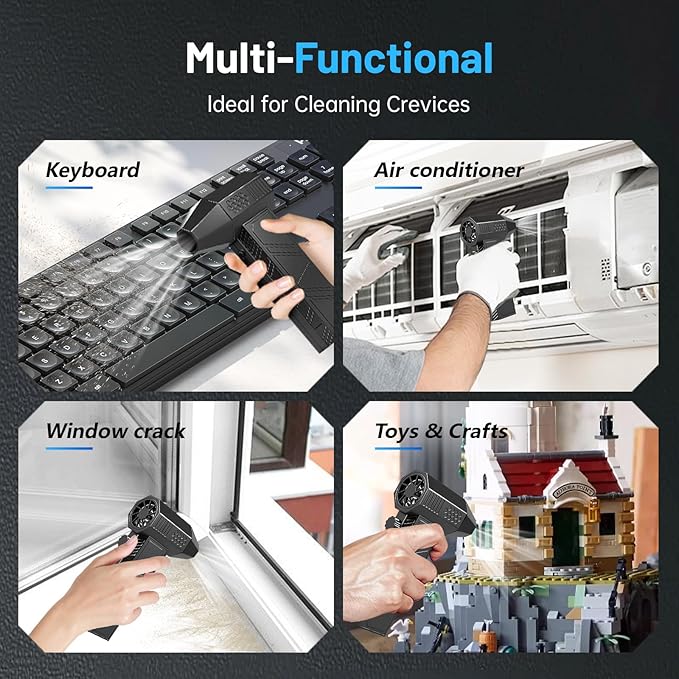 Compressed Air Duster, 130000RPM Super Power Cordless Air Duster Replace Compressed air can Gear Adjustable Mini Blower Dust Blower for Computer Keyboard House Outdoor and Car