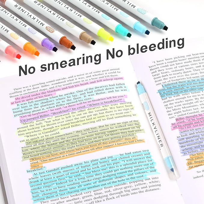 Highlighters Pastel Double Sided Chisel and Fine Tips Pastel Bible Highlighters No Bleed Through 12 Retro Colors Perfect for Bible Books, Journals, Drawings, and Underlining