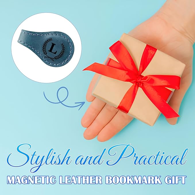 Personalized Magnetic Leather Bookmark - Genuine Leather Custom Bookmark with Initials, Handmade Magnetic Clips for Book Lovers, Readers, Kids, and Women