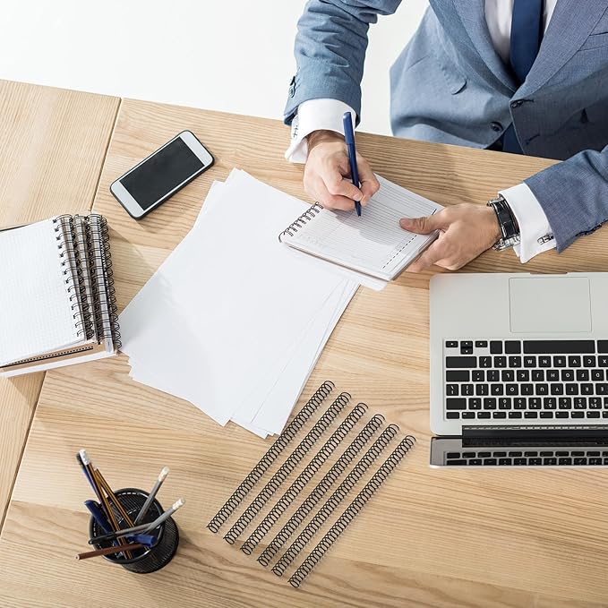 Leinuosen 120 Pack Plastic Spiral Binding Coils Kit Spirals Multi Size Coils for Binding Binder Combs Spines(1/2 Inch,Black)