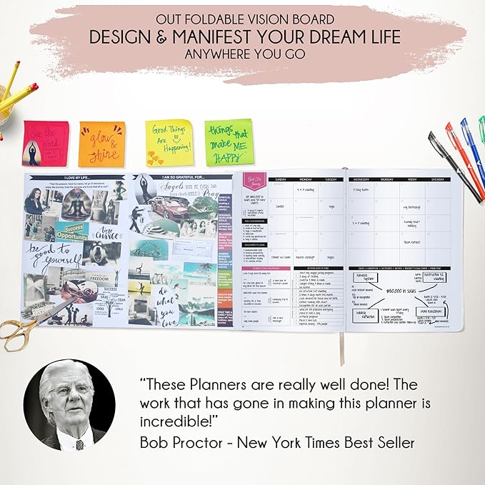 2026 Planner Weekly and Monthly | Law of Attraction Planner with Panduo App | A 12 Month Journey for Productivity, Gratitude & Goal Setting | Includes Foldable Vision Board, Gift Box & Stickers