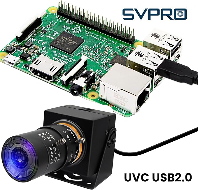 SVPRO 2MP Global Shutter USB Camera 90FPS High Speed Camera with 5-50mm Zoom Lens,Manual Focus Webcam for Glof Swing,10X Optical Zoom Industrial Video Camera USB Plug and Play for Computer