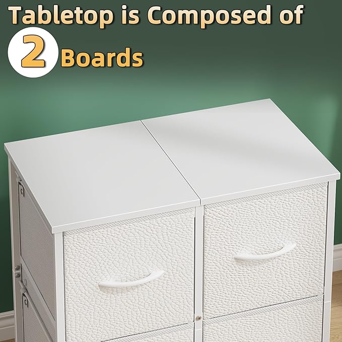 4 Drawer Lateral File Cabinet, Mobile Filing Cabinet for Large Printer, Home Office Functional Small Office Storage Cabinet & Printer Stand, Fabric Drawer, Fits Letter/A4, White