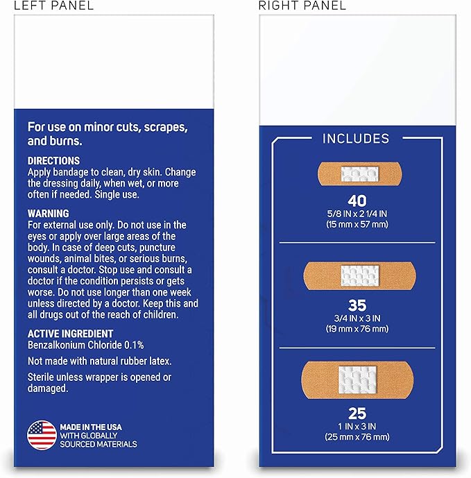 Care Science Fabric Adhesive Bandages, 100 ct Assorted Sizes | Flexible + Breathable Protection Helps Prevent Infection for First Aid and Wound Care (Pack of 2)