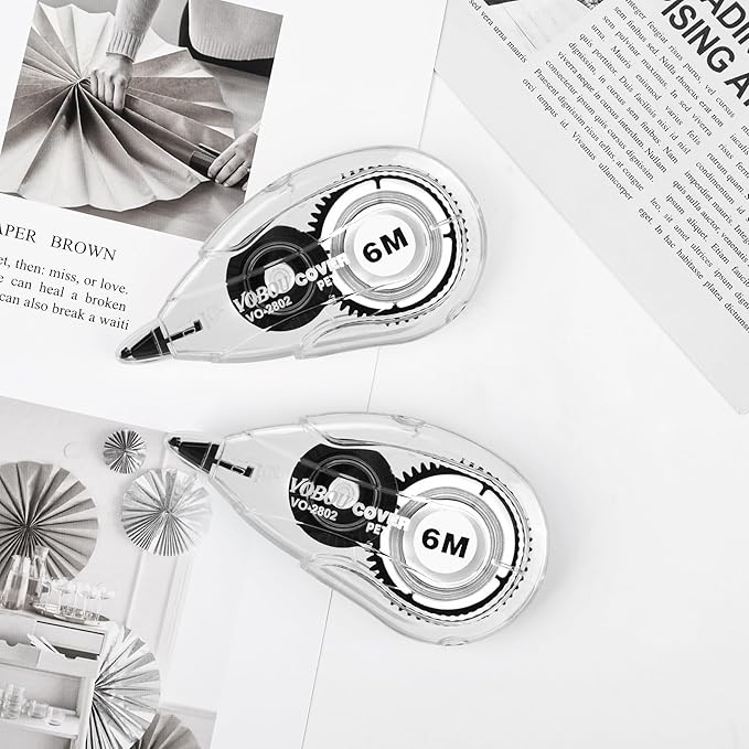 Correction Tape Dispenser, Easy To Use Applicator for Instant Corrections, For school, Office (White, 12pack, 6M/256, Tape Width 0.2in)