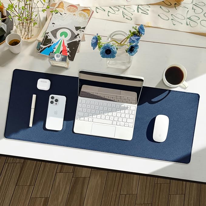 Waterproof Large Gaming Mouse Pad with Durable Stitched Edges, Non-Slip Rubber Base, Smooth Surface Mouse Mat Desk Pad for Home Office Gaming, 27.5"x11.8"x0.08", Dark Blue