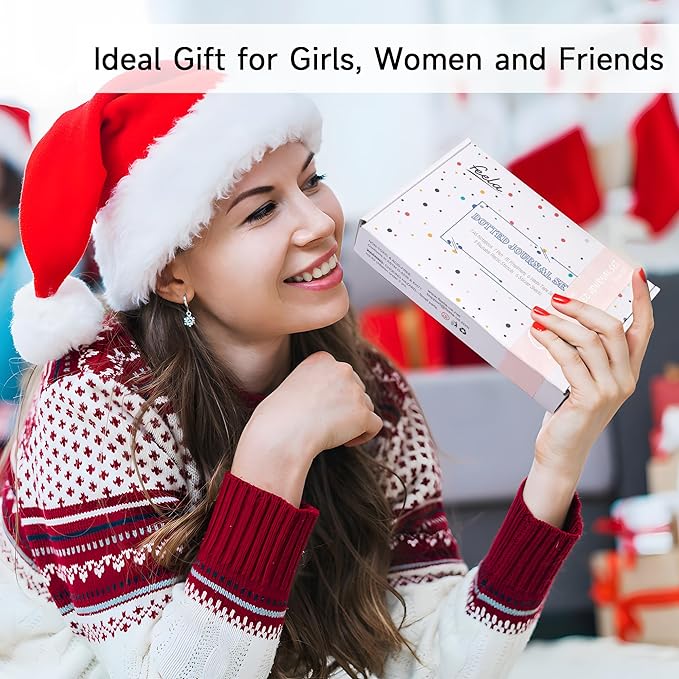 feela Dotted Journal Kit, Dot Grid Journal Hardcover Planner Notebook Set For Beginners Women Girls Note Taking with Journaling Supplies Stencils Stickers Pens Accessories, A5, 224 Pages, Navy