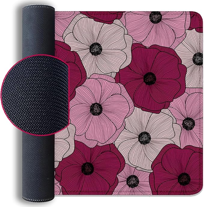 Abstract Floral Mouse Pad Desk Pad,Boho Art Flowers Extended Gaming Mouse Mat with Stitched Edges Non-Slip Waterproof Rubber Base Mous Mat for Office Home Game Desk Pad(27.5X11.8 in)