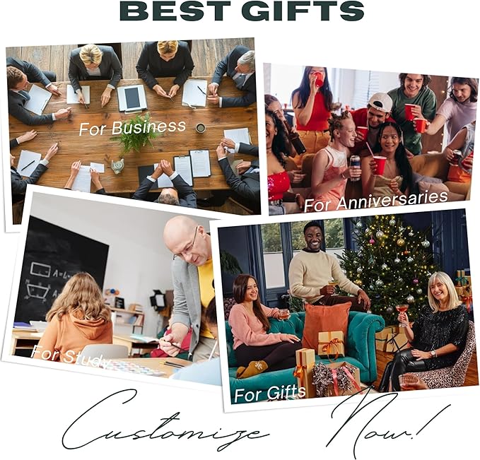 Personalized Custom Pens in Bulk – Engraved Black Ink Ballpoint Pens for Business Gifts, Customizable Writing Pens for Men and Women(Rainbow Gold Tube)