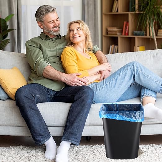 Hoolerry 9 Pieces Garbage Can 2 Gallon Small Trash Cans Bulk Bathroom Trash Bin Plastic Wastebasket Square for Bedroom Slim Bathroom Trashcan Small Container for Kitchen Office Home Rooms(Black)