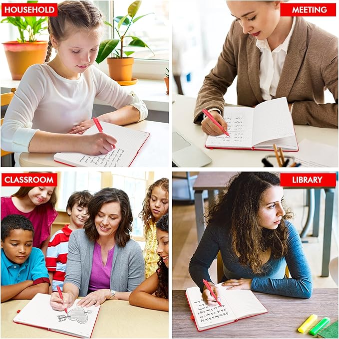 24 Pack Journal Notebook for Work, Feela Business Notebook Bulk Hardcover Lined Writing Journal with Pen Holder for Men Women Note Taking, with 24 Black Pens, 120 GSM, 5.1”x8.3”, A5, Red