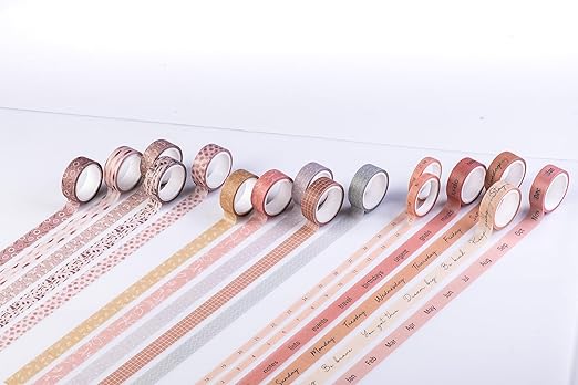 DIVERSEBEE Pastel Washi Tape Set, 5 Rolls Decorative Scrapbook Tape, Cute Craft Tape, Scrapbooking Bullet Journal Supplies, Bible Journaling, Planner Accessories, Gift Wrap Tape (Nature)