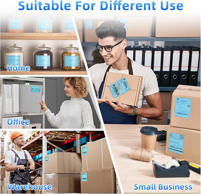 4x6 Thermal Labels, 1 Packs of 500 4x6 Fold Labels Blue - Compatible with JADENS, ASprink, Phomemo, Rollo, Zebra, Omezizy and Other Thermal Printers