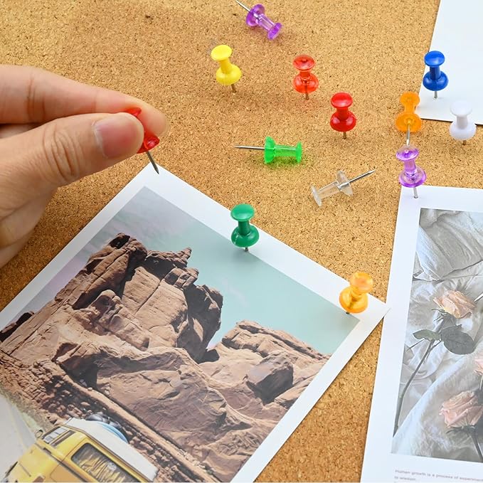 600 Pack Thumb Tacks, Colored Map Push Pins Multicolored Push Pins Assorted 12 Colors, Decorative with Steel Point for Bulletin Board, Fabric Marking, Crafts and Organization at Home Office Schoo