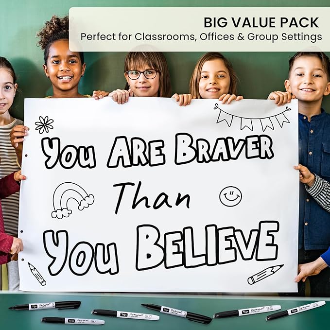 Permanent Markers Fine Tip, 30 Pack Black Quick-Drying and Fade-Resistant Permanent Markers Bulk Set for Writing and Drawing on Wood, Plastic, Metal, Glass, Stone, Ideal for Office School Supplies