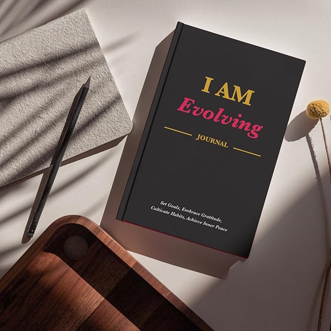 iAmEvolving Journal – Guided Gratitude & Goal Planner with Habit Tracker, Mindfulness Prompts & Daily Reflection | Undated 6-Month Self-Care & Wellness Notebook for Personal Growth (Black)