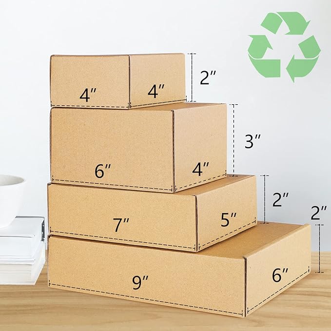 Eupako 6x4x3 Shipping Boxes Small Corrugated Cardboard Box - 25 Pack Brown Mailing Boxes for Packaging Small Business, Mailer Box