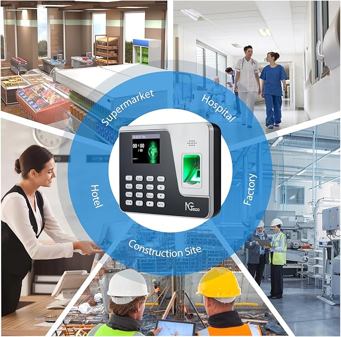 NGTeco Time Clocks for Employees Small Business, AS10 (Fingerprint+PIN) Times Clock, Standalone Clock in Clock Out Machine Supporting Shift Schedules, No Need WiFi & Software, No Monthly Fee