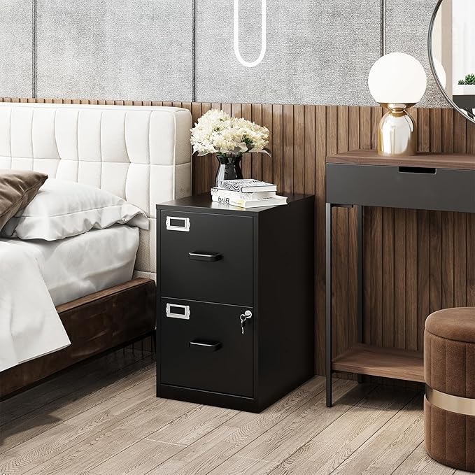 2 Drawers File Cabinet Metal Vertical Filing Cabinets Metal Lockable Storage Cabinets with Lock for Home Office to Hanging Files