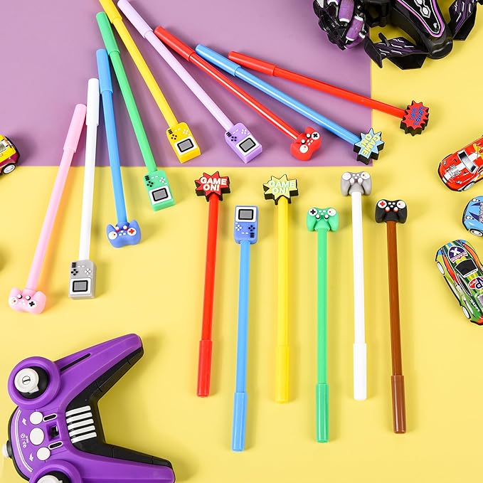 100 PCS Video Game Cartoon Cute Fun Pens Kawaii Games Handle Level Up Games Console Shape Gel Black Ink Pen Cute Video Game Pens for School Office Home Present