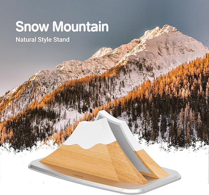 Vertical Laptop Stand - Snow Peak-Shaped Wooden Holder Dock Compatible with MacBook, Surface, Chromebook, Dell & More - Space-Saving Design for All Laptops