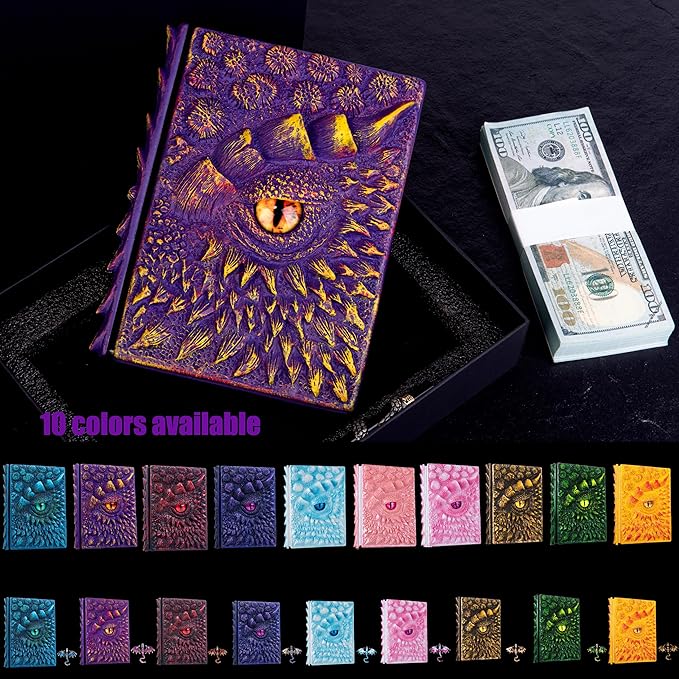 3D Dragon Eye Embossed Journal,Resin Engraving Notebook,Dnd notebook for Dragon Lovers ,Blank Paper,Hardcover Travel Notepad for Writing,Sketchbook,Collection,Gift,Decoration A4 and A5 Size (A5-Purple-Lined)