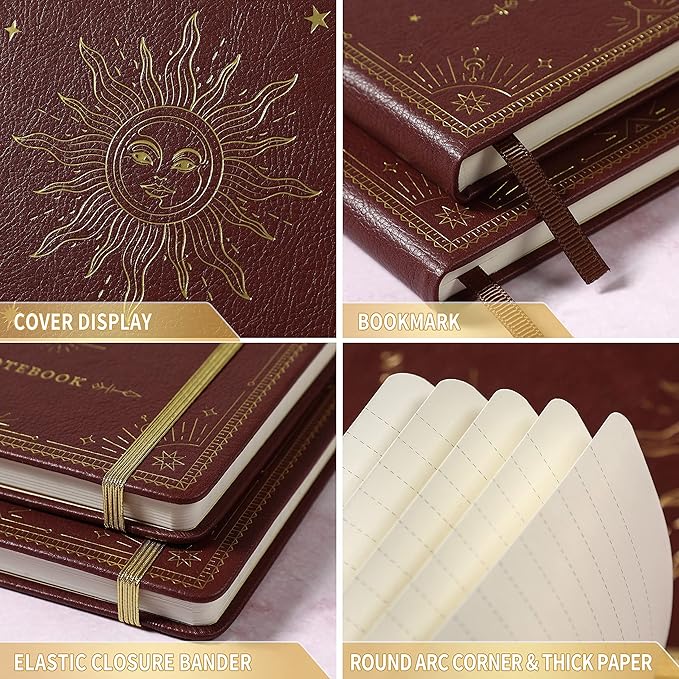 Artfan Ruled Notebook/Journal ā Premium Thick Paper Faux Leather Classic Writing Notebook with Pocket + Page Dividers Gifts, Banded, Large, 144 Pages, Hard Cover, Lined (5.8 x 8.4) - Burgundy