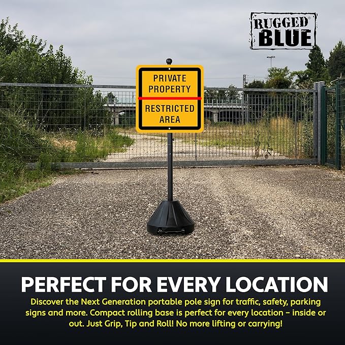 60” Grip N Tip Portable Sign Holder with Wheels, Customizable Sign Display Stand, Metal Holder for Street Signs, Outdoor Signs for Businesses, Office Sign or Yard Sign, Black (2)