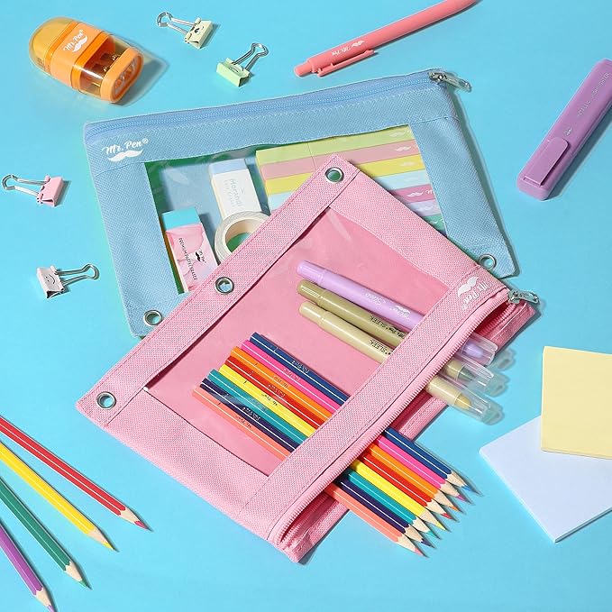 Mr. Pen- Pencil Pouch, 30pcs, Pink & Blue, Pencil Pouches, Zipper Pencil Pouch for 3 Ring Binder Pencil Pouch, Pencil Cases, Pencil Case for Binder Pouch, 3 Ring Binder Pouch, Pencil Bags with Zipper