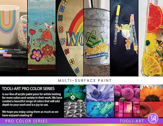 Acrylic Paint Pens 22 Purple Tones Assorted Pro Color Series Markers Set 0.7mm Extra Fine Tip for Rock Painting, Glass, Mugs, Wood, Metal, Canvas, Projects, Non Toxic, Waterbased, Quick Drying