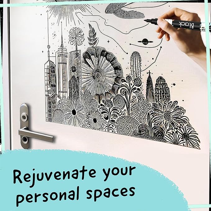 4 Dual Tip Black Paint Pens - Fine Point & Medium - Black Paint Marker for Fabric, Wood, Rock Painting, Canvas, Plastic, Glass, Tire and Shoes - Acrylic Pens for Kids & Adults