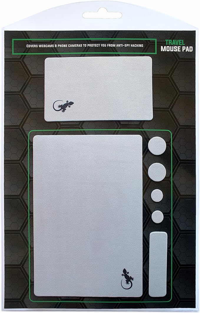 Mouse Pad Adhesive Bottom - Sticks to Any Surface - Portable - Webcam Covers and Screen Cleaner Included (Silver)