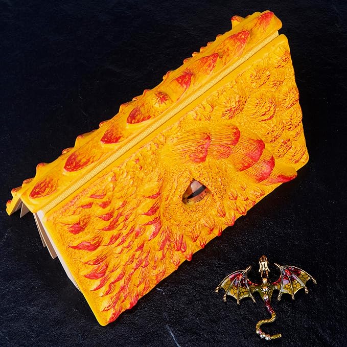 3D Dragon Eye Embossed Journal,Resin Engraving Notebook,Dnd notebook for Dragon Lovers ,Blank Paper,Hardcover Travel Notepad for Writing,Sketchbook,Collection,Gift,Decoration A4 and A5 Size (A5-Yellow with brooch)