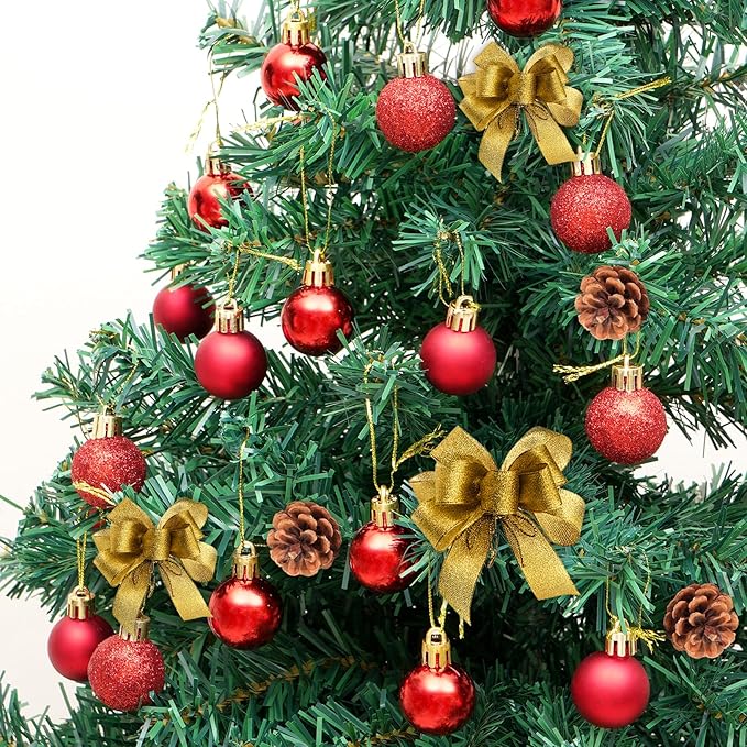 30ct Christmas Ball Ornaments, 2.36" Shatterproof Christmas Tree Decorations, Perfect Hanging Ball for Indoor/Outdoor Holiday Party Decor (Red)