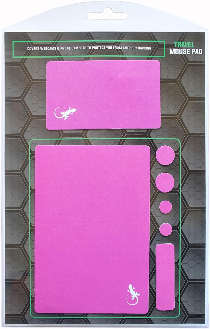 Mouse Pad Adhesive Bottom - Sticks to Any Surface - Portable - Webcam Covers and Screen Cleaner Included (Pink)