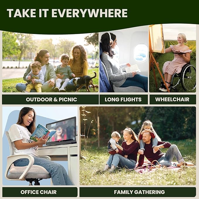 Extra Large Memory Foam Seat Cushions for Office Chairs, Pressure Relief Seat Cushion for Tailbone Pain Relief, Sciatica & Back Pain, Ergonomic Office Chair Cushion for Long Sitting & Driving (Black)