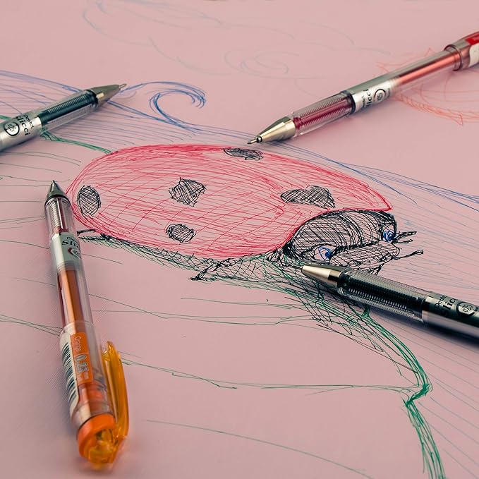 Pentel Arts Slicci 0.25 mm Extra Fine Gel Pen, Green Ink, Box of 12 (BG202-D)