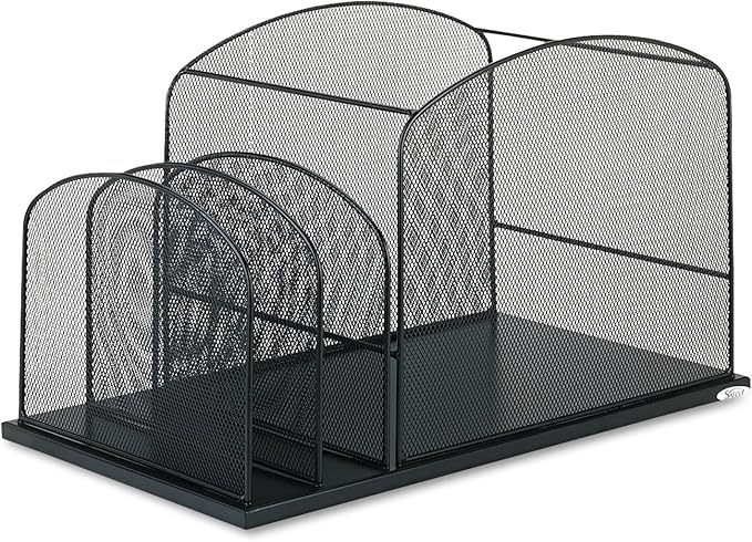 Safco 3259BL Onyx Mesh Hanging File with 2 Vertical Sections, Black