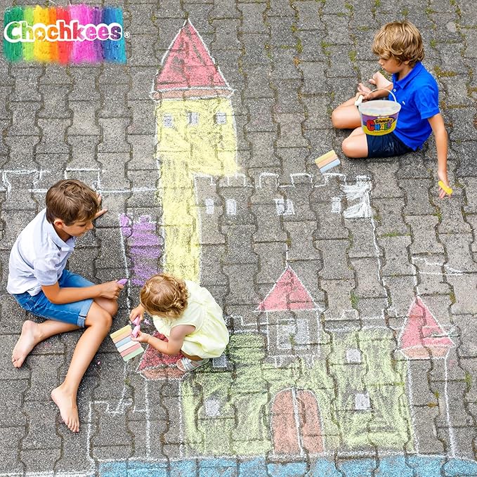 36 Jumbo Sidewalk Chalk, Jumbo chalk great for outdoor art, Sidewalk Chalk for Kids, 6 Assorted Neon Colored Chalk, Perfect For Party Favors, 4" Inches (36 Jumbo Chalk Sticks)