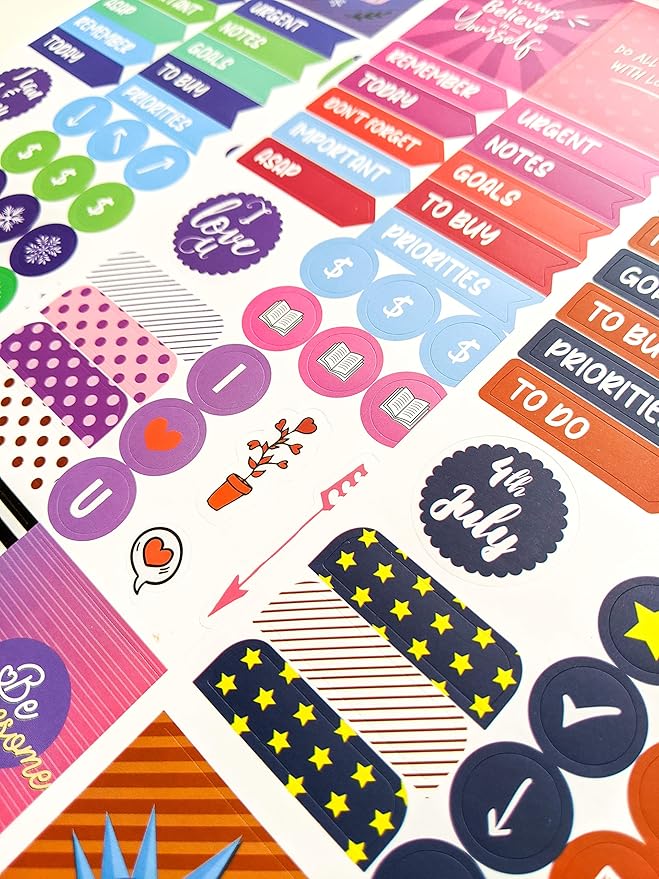 Vladi Creative Aesthetic Planner Stickers – 718 Matte Stickers / 13 Sheets – Seasonal, Holiday, Functional & Productivity – Easy-Peel – Ideal for Bullet Journals, Calendars, Scrapbooking