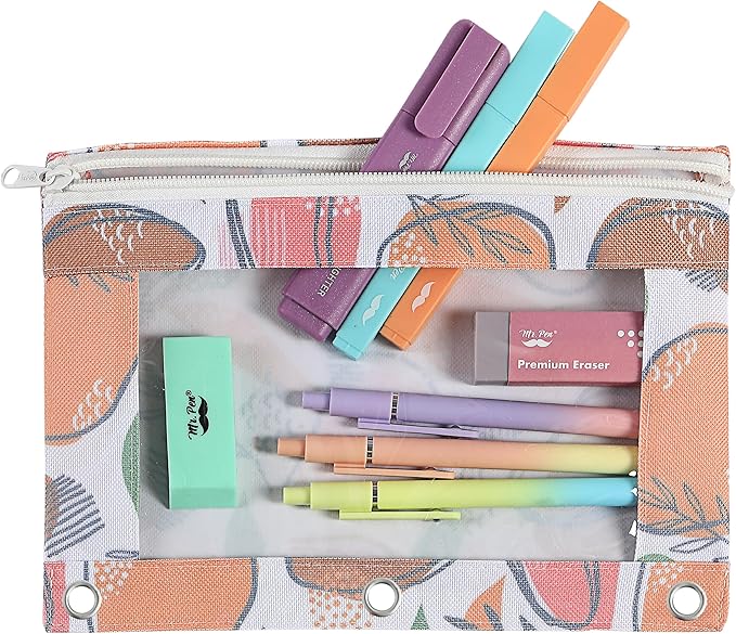 Mr. Pen- Pencil Pouch 2Pack - Zipper Pencil Cases for 3-Ring Binder