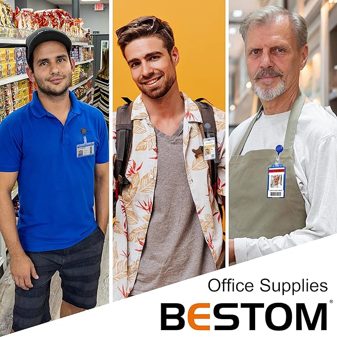 Badge Reels Retractable Badge Holder with Clip, Id Clips for Badges, Id Badge Reel, Retractable Id Badge Clip with Clear Vinyl Strap & Alligator Swivel, No Twist Dispenser (Clear)