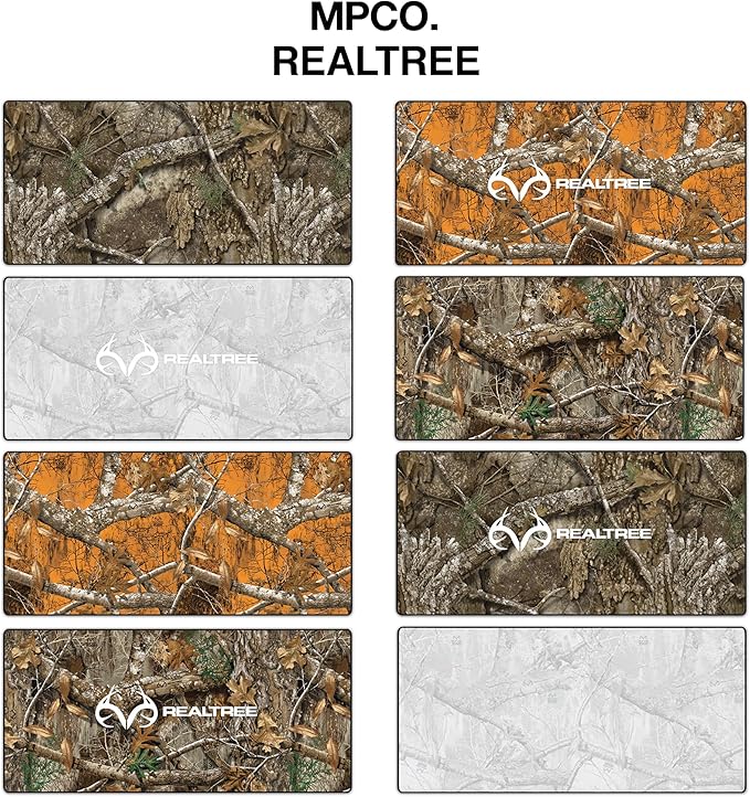 MPCO. Real Tree Large Gaming Desk Pad - 36" x 17" Aeroglyde Fabric APX – with Logo Desk Mats - Non-Slip, Washable, Smooth Glide for Precision Gaming & Work