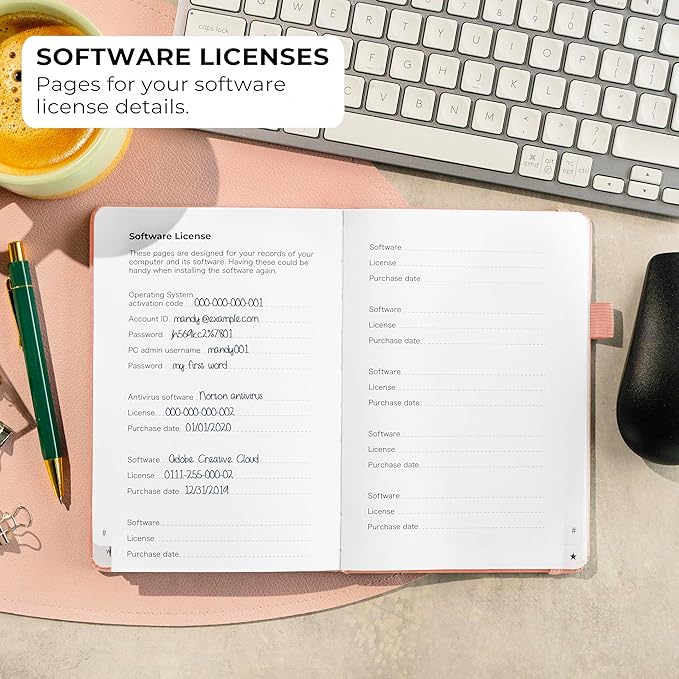 Clever Fox Password Book with alphabetical tabs. Internet Address Organizer Logbook. Medium Password Keeper for Website Logins (Peach Pink)