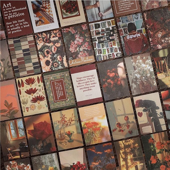 6 Sets 300 Pcs Washi Stickers Set Vintage Aesthetic Sticker Book for Journaling, DIY Decorative Paper Sticker Decals for Bullet Journal Art Scrapbooking Diary Card Craft Gift Album Notebook Stationery