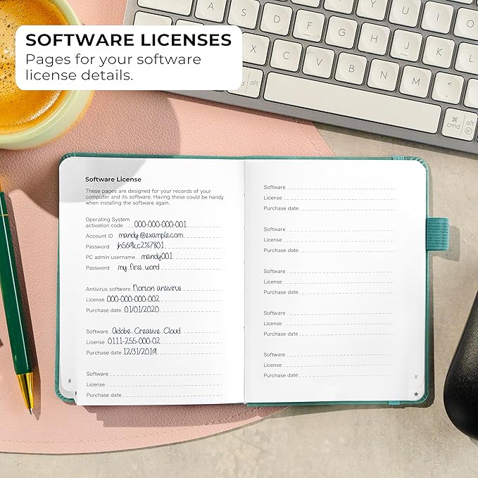 Clever Fox Password Book with alphabetical tabs. Internet Address Organizer Logbook. Small Pocket Password Keeper for Website Logins (Turquoise)