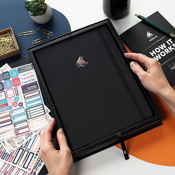 Clever Fox Hourly Planner PRO Premium – Undated Schedule Planner with Daily Time Slots – Personal Organizer Notebook for Time Management – Weekly & Monthly Life Journal, A4 size (Black)