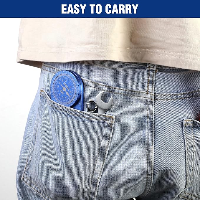 WORKPRO Aluminum Miter Saw Protractor, 7.3 Inch Angle Finder Featuring Precision Laser Engraved Scales for Inside and Outside Corner, Carpenters, Plumbers and All Building Trades, 360° Rotation, Blue