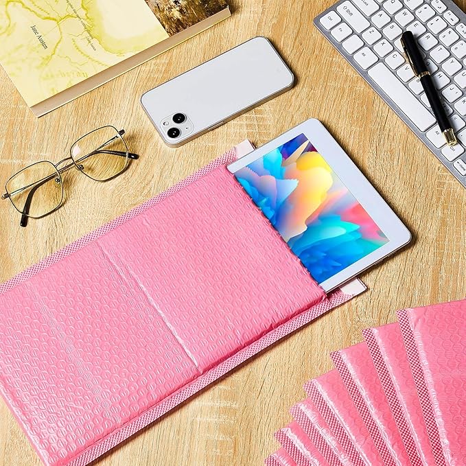 Henoyso 30 Pcs Extra Large Bubble Mailers 14 x 19 Inches Resealable Padded Envelopes Waterproof Shipping Bags Poly Padded Mailers Bulk for Mailing Packaging Small Business(Pink)