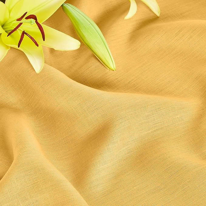 Solino Home Linen Table Runner 120 Inches Long - 100% Pure Linen Mustard Yellow Table Runner 14 x 120 Inch for Thanksgiving - Fete